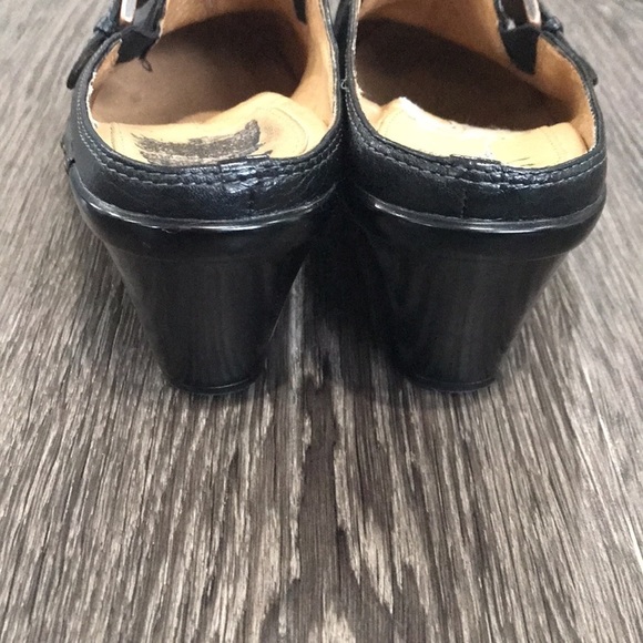 Sofft Black Leather heeled Mules with Studs and Buckles  8.5 - Picture 7 of 12